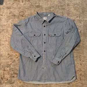 Levi's Men's Navy Striped Button Down Shirt